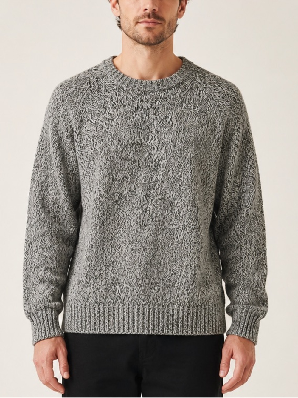 Blumarine Uomo Men’s Wool Gray Marled Crewneck Made in Italy Minimalist Sweater